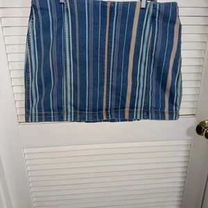 Wild Fable Blue and Tan Striped Mini Skirt